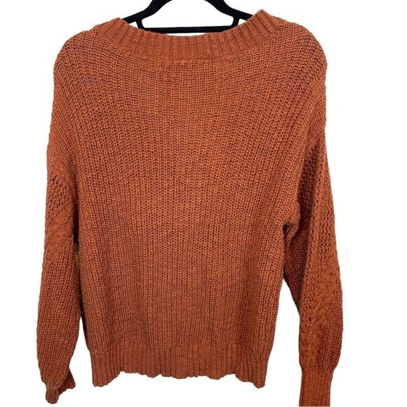 🥑5/$25 American Eagle Outfiters Burnt Orange V neck Sweater XL - Picture 2 of 5